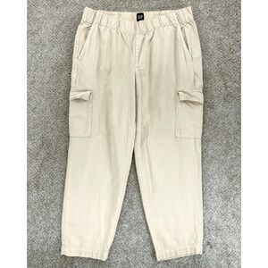 GAP Cargo Pants Khaki Womens XL Light Beige Elastic Waist Pull On Cotton Lyocell